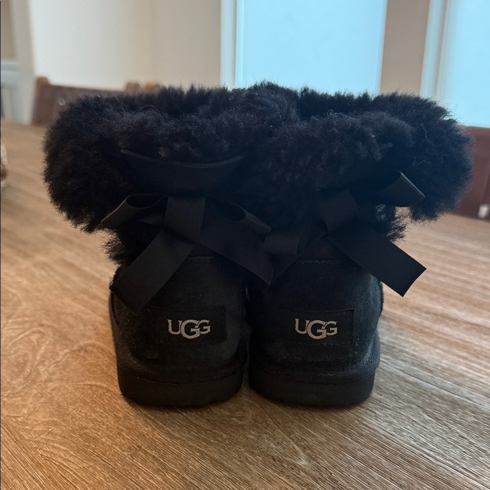 UGG Kids Black Furry Boots